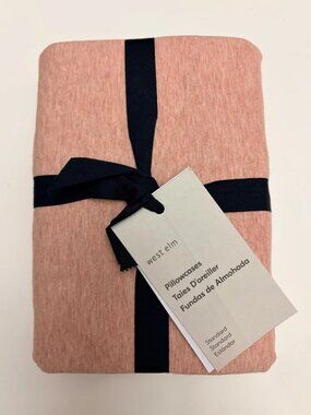 NWT West Elm Cotton Cloud Jersey Standard Pillowcases (Set of 2) - Pink